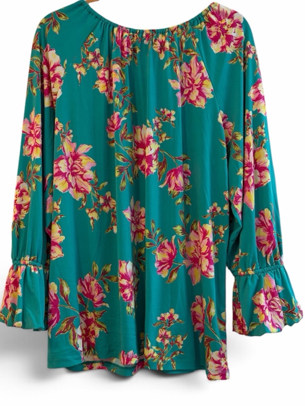 SUSAN GRAVER Floral Peasant Blouse Off Shoulder Bell Sleeve Boho Plus Size 1X - Picture 3 of 16